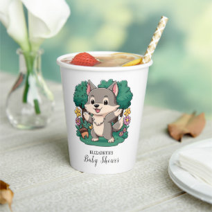 Adorable Magical Wolf Baby Shower Paper Cups