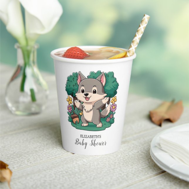 Adorable Magical Wolf Baby Shower Paper Cups (Insitu)