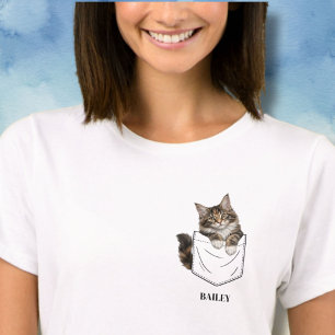 Adorable Maine Coon Cat in Pocket Name T-Shirt