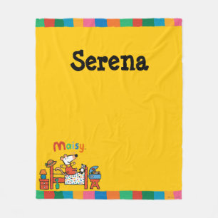 Adorable Maisy in Red Overalls Fleece Blanket