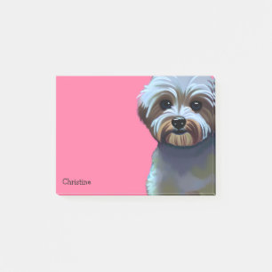 Adorable Maltipoo Dog with Custom Name Post-it Notes