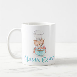 Adorable Mama Bear Cooking Watercolor Coffee Mug