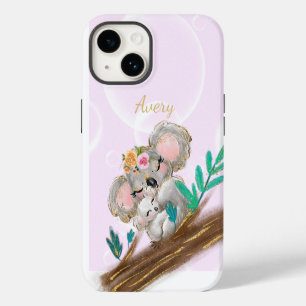 Adorable Mama Koala Bear, Baby Personalized Gold C iPhone 14 Case