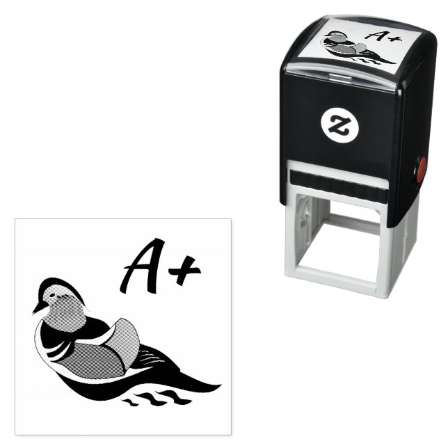 Adorable Mandarin Duck Student Grade Self-inking Stamp (In Situ)