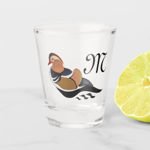 Adorable Mandarin Duck Swimming Cartoon Shot Glass