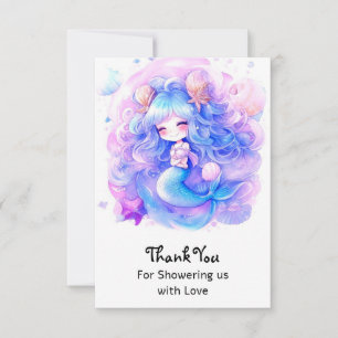 Adorable Mermaid Baby Shower Magic Thank You Card