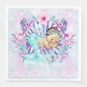 Adorable Mermaid Baby Shower Napkins