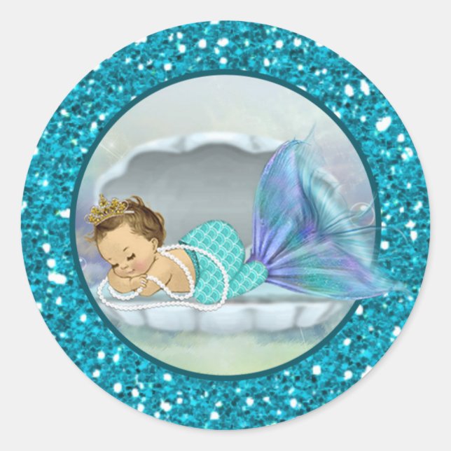 Adorable Mermaid Baby Shower sticker stickers #130 (Front)