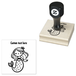 Adorable Mermaid  Rubber Stamp
