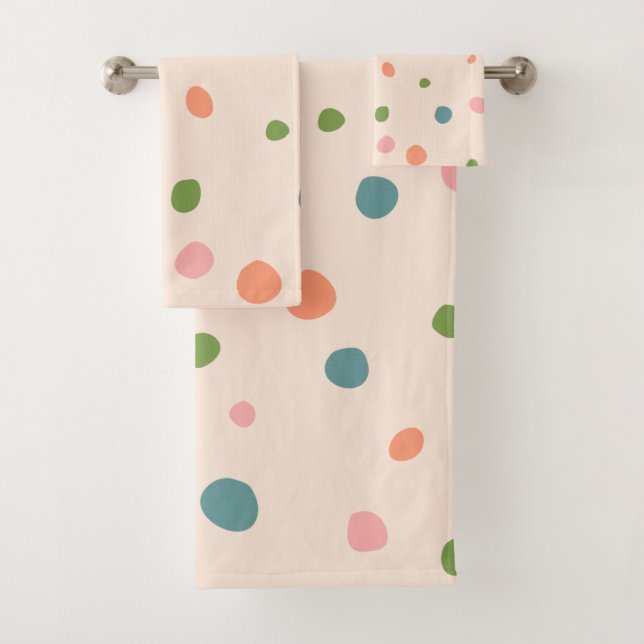 Adorable mignon pois moderne rose bleu vert (En situation)
