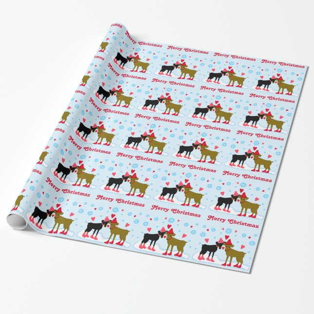 Adorable Min Pins Christmas Wrapping Paper (Unrolled)