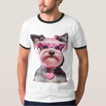 Adorable Miniature Schnauzer, Pink Locking Heart