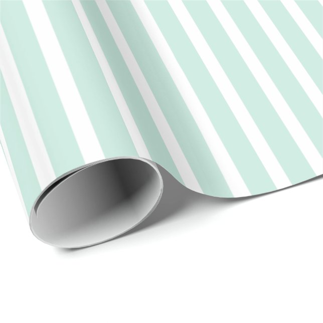 Adorable Mint Green and White Striped Wrapping Paper (Roll Corner)
