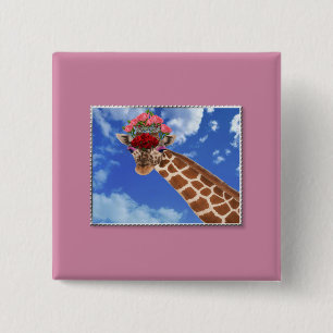 Adorable “Missy Giraffe” 2 Inch Square Button