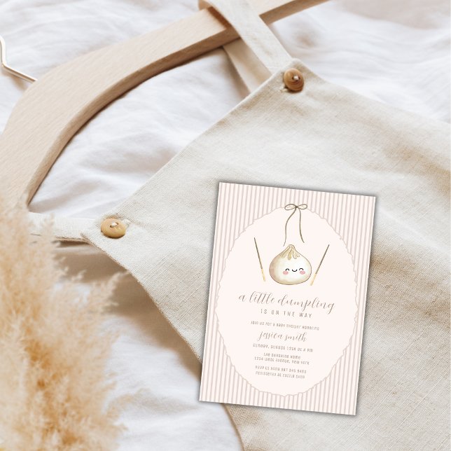 Adorable Modern Bow Asian Dumpling Baby Shower  Invitation (Adorable Modern Bow Asian Dumpling Baby Shower Invitation)
