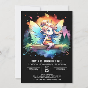 Adorable Modern Fairy Birthday Invitation