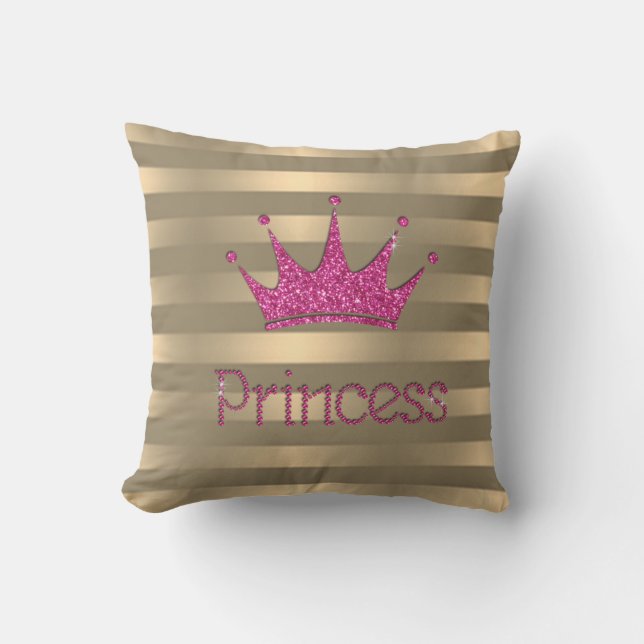 Adorable Modern Glitter Tiara,Striped Throw Pillow (Front)