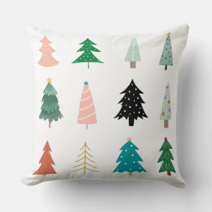 Adorable modern white background Xmas pattern cute Throw Pillow