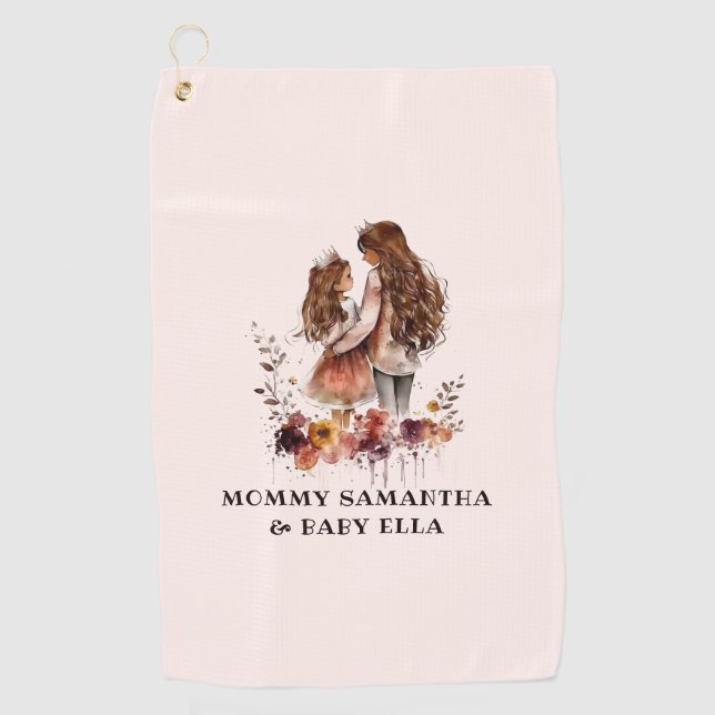 Adorable Mom and Daughter Bond (10) Golf Towel (Front)