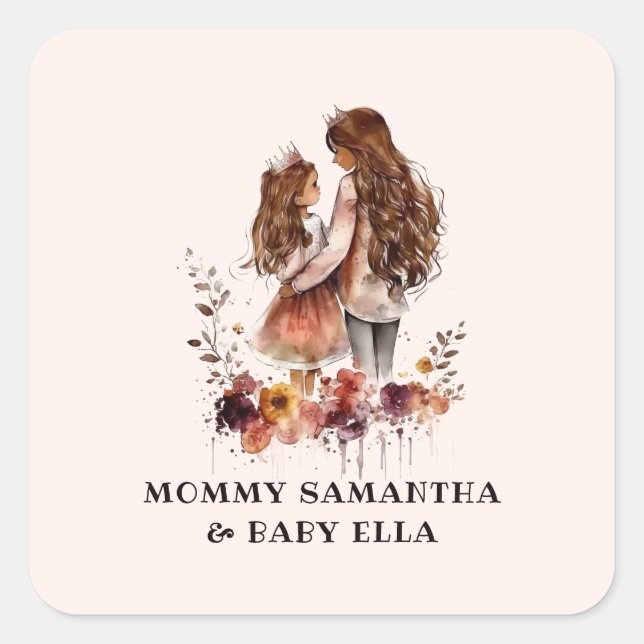 Adorable Mom and Daughter Bond (10) Square Sticker (Front)