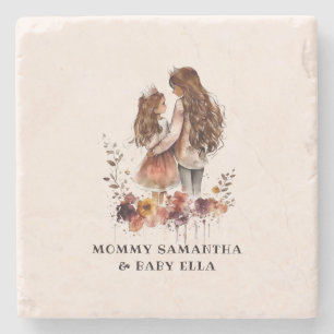 Adorable Mom and Daughter Bond (10) Stone Coaster