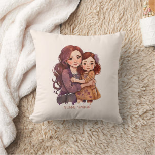 Adorable Mom and Daughter Bond (11) Throw Pillow