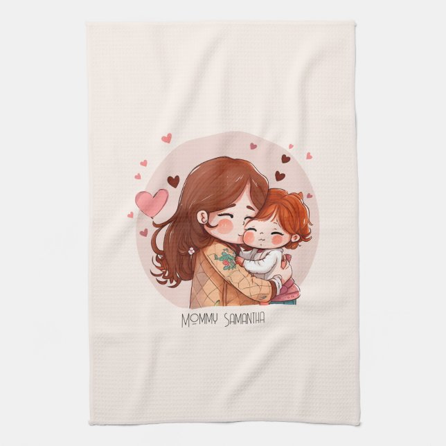 Adorable Mom and Daughter Bond (14) Kitchen Towel (Vertical)