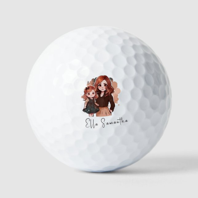 Adorable Mom and Daughter Bond (2) Golf Balls (Front)
