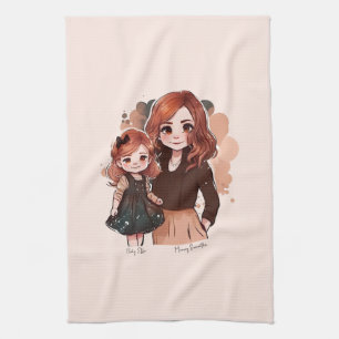 Adorable Mom and Daughter Bond (2) Kitchen Towel