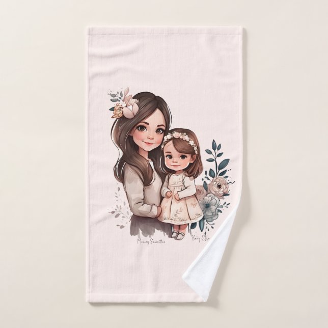 Adorable Mom and Daughter Bond (3) Bath Towel Set (Hand Towel)
