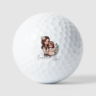 Adorable Mom and Daughter Bond (3) Golf Balls