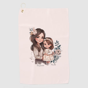 Adorable Mom and Daughter Bond (3) Golf Towel