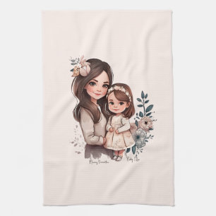 Adorable Mom and Daughter Bond (3) Kitchen Towel