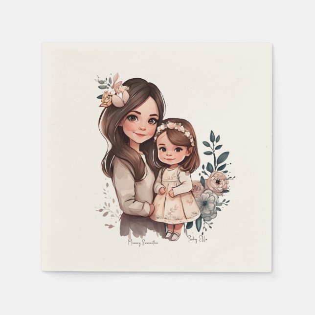 Adorable Mom and Daughter Bond (3) Napkin (Front)