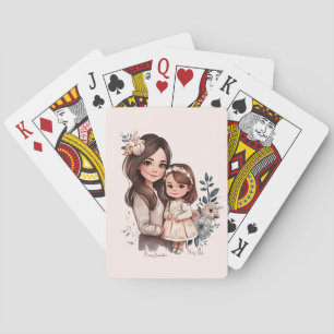 Adorable Mom and Daughter Bond (3) Playing Cards