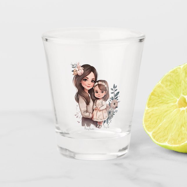 Adorable Mom and Daughter Bond (3) Shot Glass (Front)