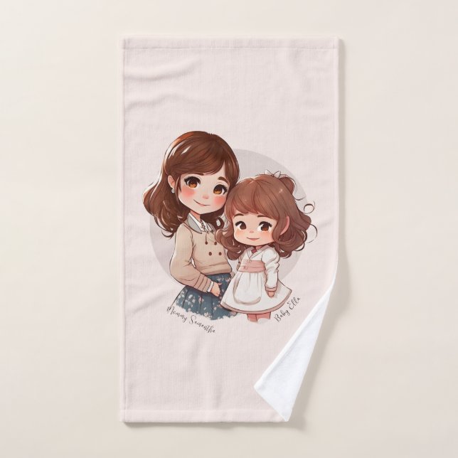 Adorable Mom and Daughter Bond (4) Bath Towel Set (Hand Towel)