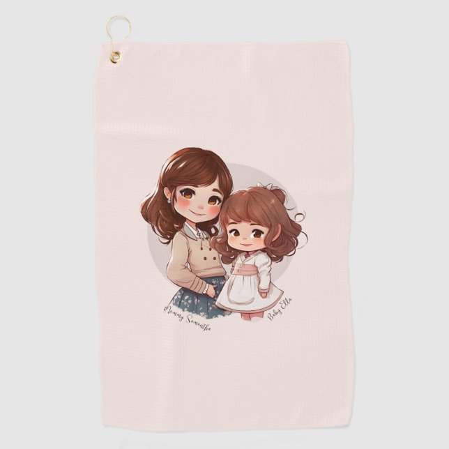 Adorable Mom and Daughter Bond (4) Golf Towel (Front)