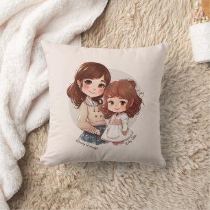 Adorable Mom and Daughter Bond (4) Throw Pillow