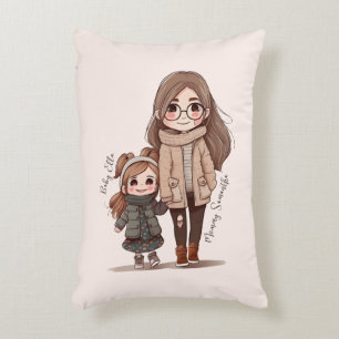 Adorable Mom and Daughter Bond (5) Accent Pillow
