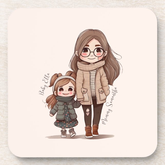 Adorable Mom and Daughter Bond (5) Coaster (Front)
