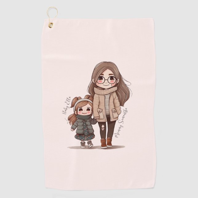 Adorable Mom and Daughter Bond (5) Golf Towel (Front)