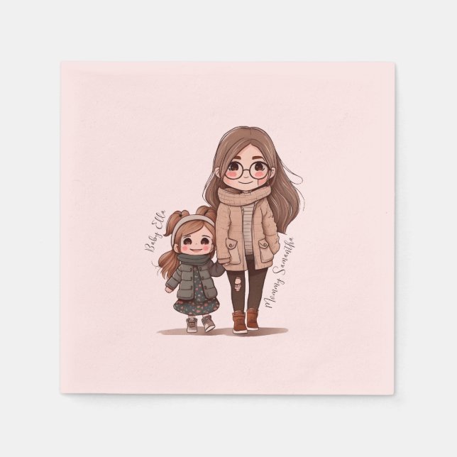Adorable Mom and Daughter Bond (5) Napkin (Front)