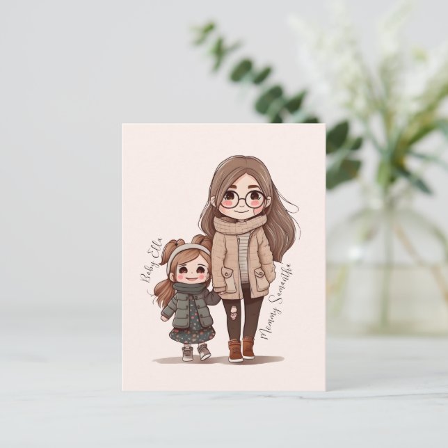 Adorable Mom and Daughter Bond (5) Postcard (Standing Front)