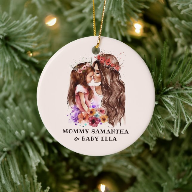 Adorable Mom and Daughter Bond (6) Ceramic Ornament (Tree)