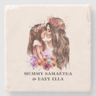 Adorable Mom and Daughter Bond (6) Stone Coaster