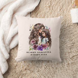 Adorable Mom and Daughter Bond (7) Throw Pillow