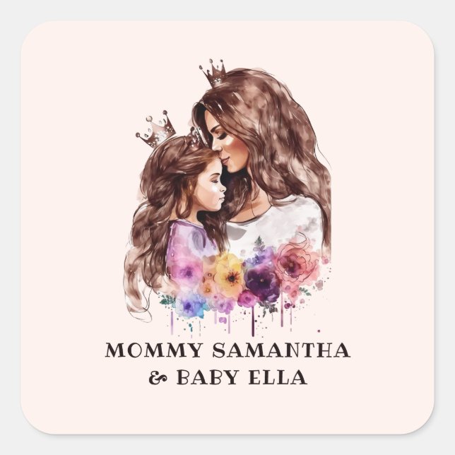 Adorable Mom and Daughter Bond (8) Square Sticker (Front)
