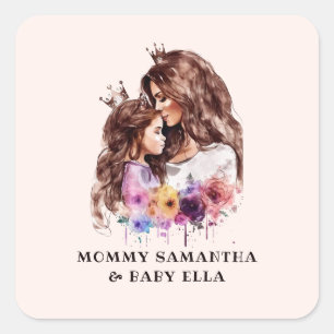Adorable Mom and Daughter Bond (8) Square Sticker