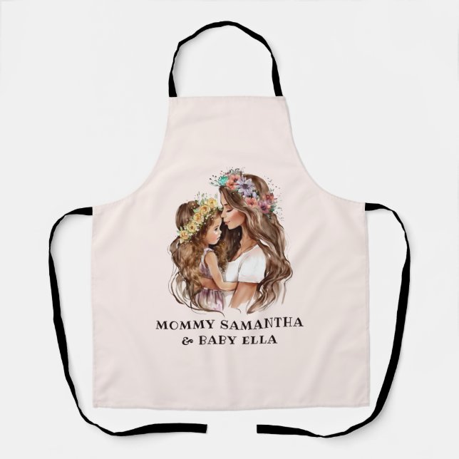 Adorable Mom and Daughter Bond (9) Apron (Front)